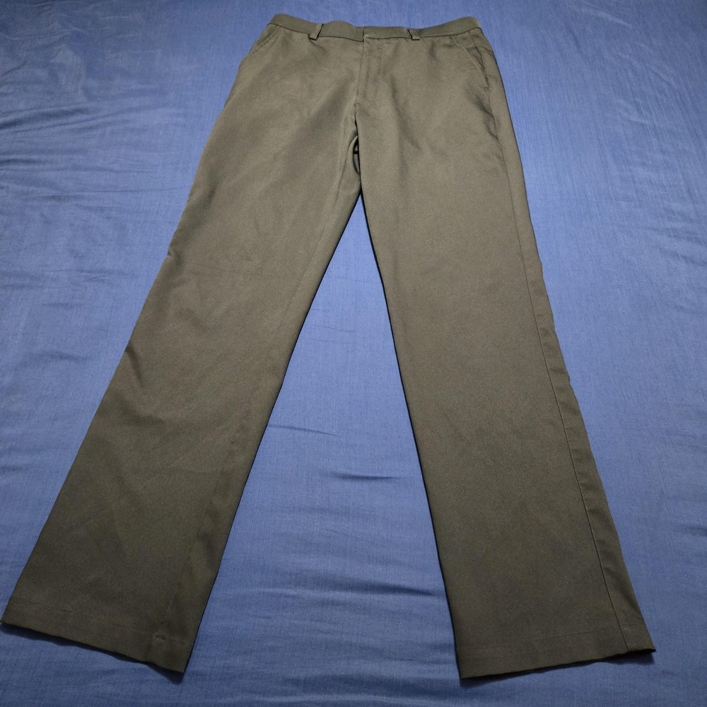 Oobe Dress Pants Mens 34x32 Gray Microfiber‎ Flat Front Straight Leg Business